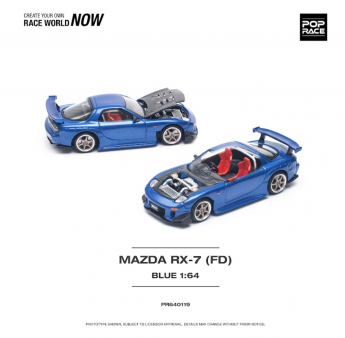 POPRACE 1/64 MAZDA RX-7 (FD3S) RE-AMEMIYA WIDEBODY METALLIC BLUE